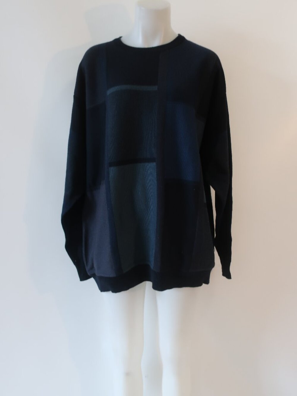 Mens Mondo Uomo Black, Blue Colorblock Sweater XXL